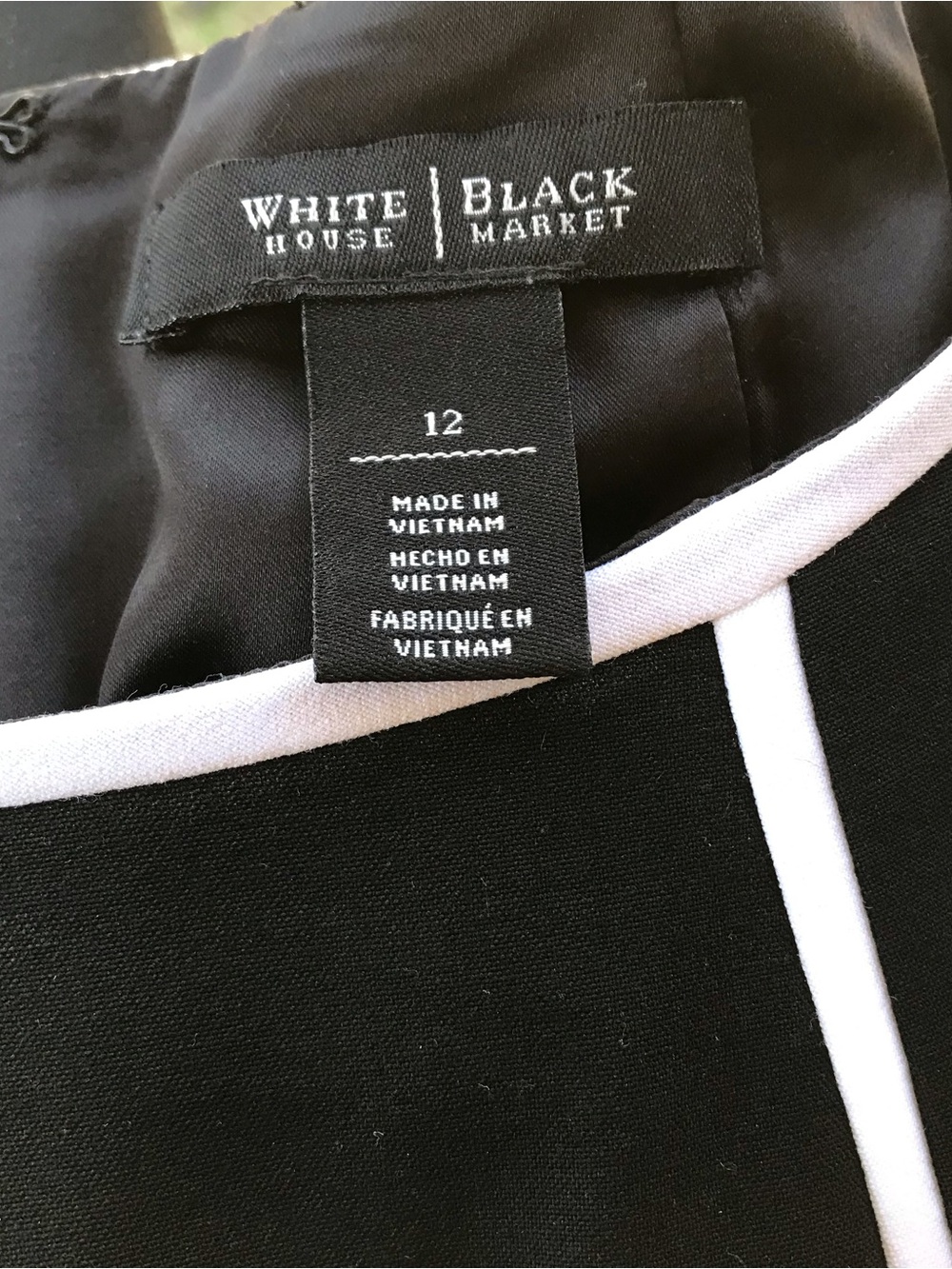 White House Black Market Black Midi Dress with White Piping - Picture 3 of 3
